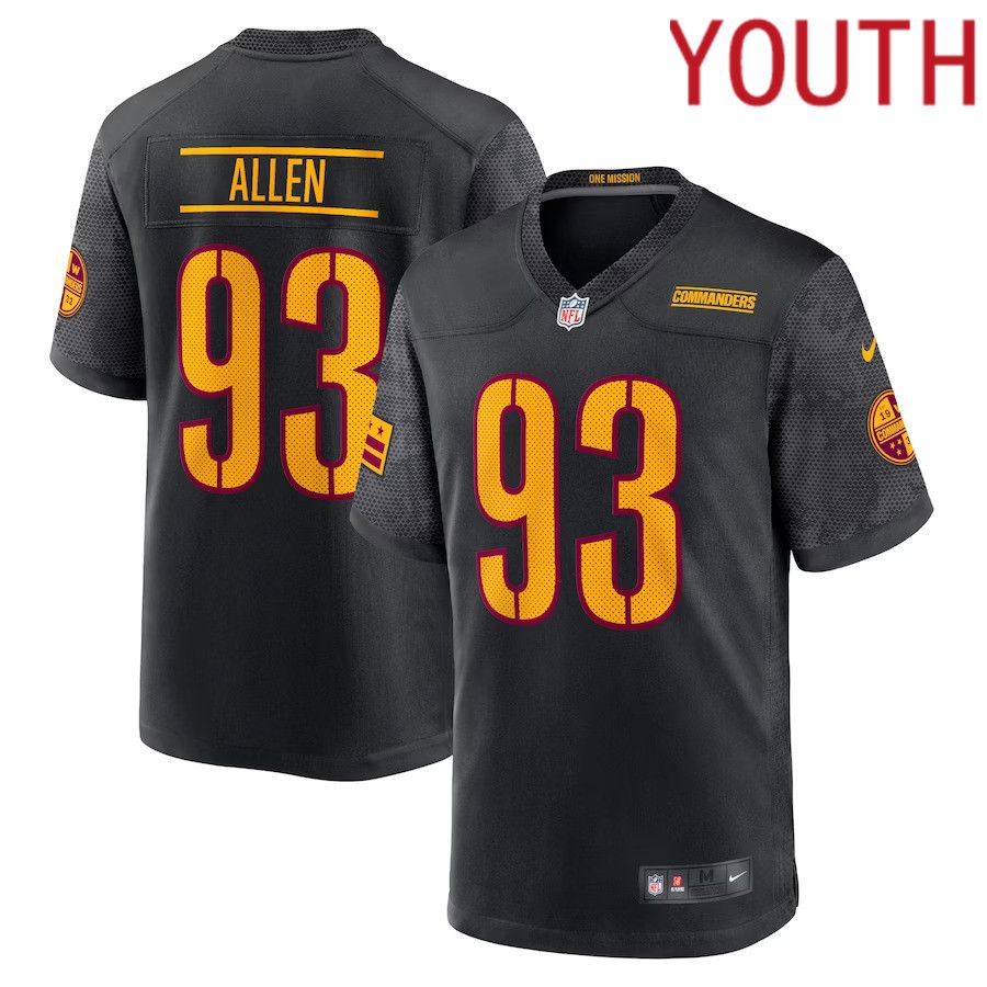 Youth Washington Commanders #93 Jonathan Allen Nike Black Alternate Game NFL Jersey->youth nfl jersey->Youth Jersey